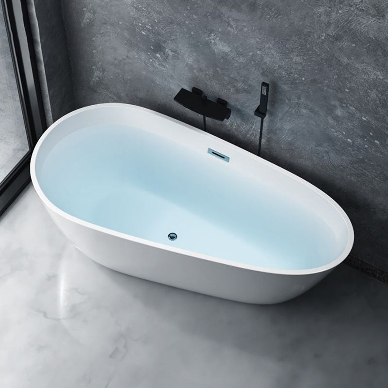 Modern Oval Freestanding Bath Acrylic Soaking White Center Bathtub