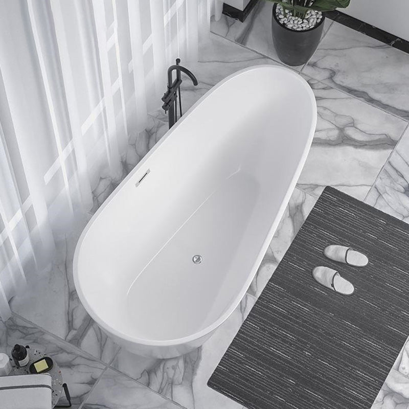 Modern Oval Freestanding Bath Acrylic Soaking White Center Bathtub