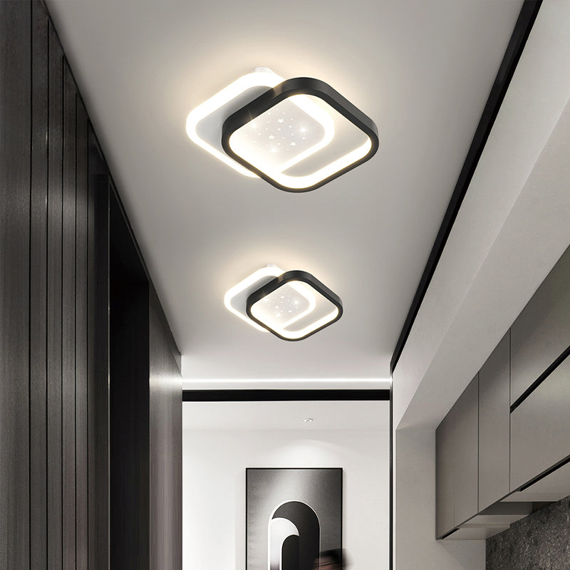 Simple LED Ceiling Light Fixture Metal Flush Mount Entry Light
