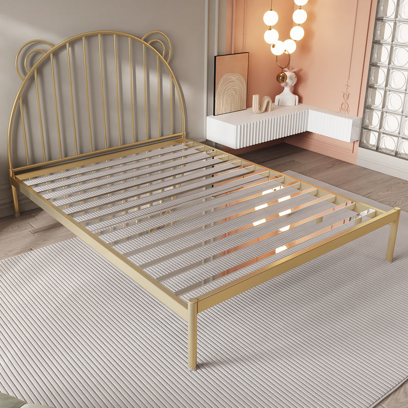 Metal Standard Bed with Open Frame Headboard Scandinavian Panel Bed