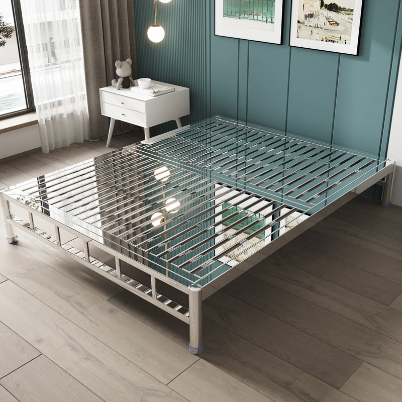 Scandinavian Tall Clearance Panel Bed Metal Standard Bed in Silver Finish