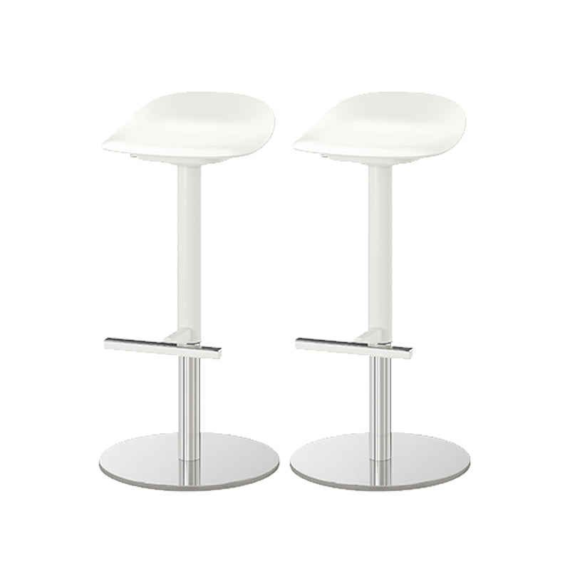 White Bar Stools Adjustable Height Swivel Dining Stools with Metal Base