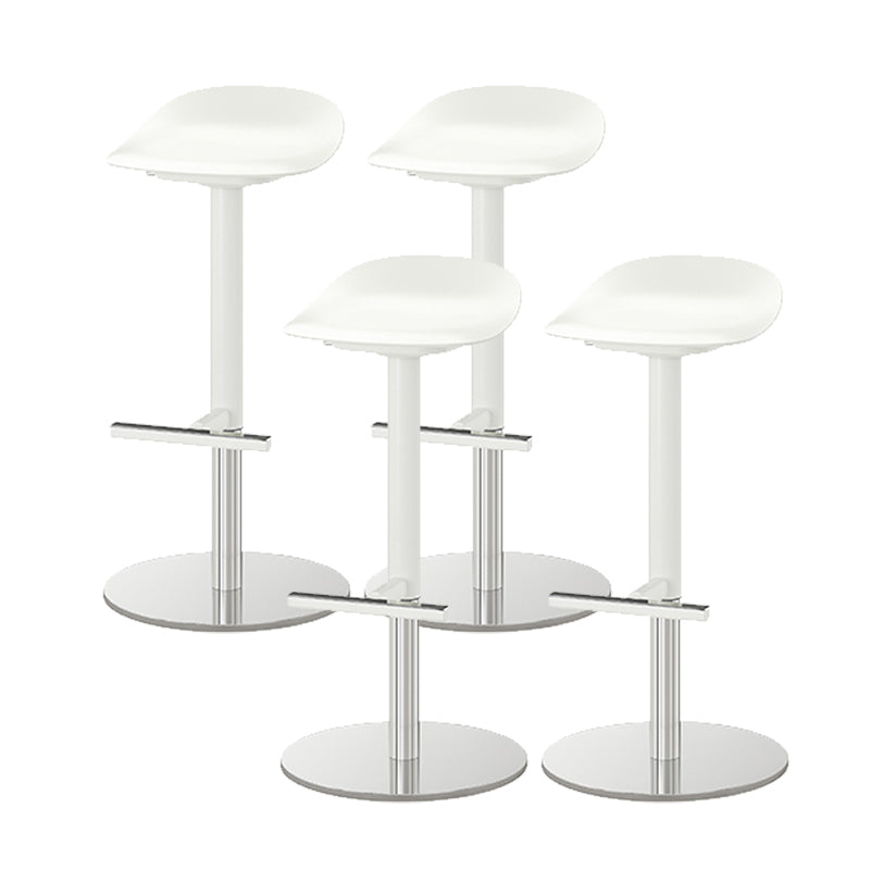 White Bar Stools Adjustable Height Swivel Dining Stools with Metal Base