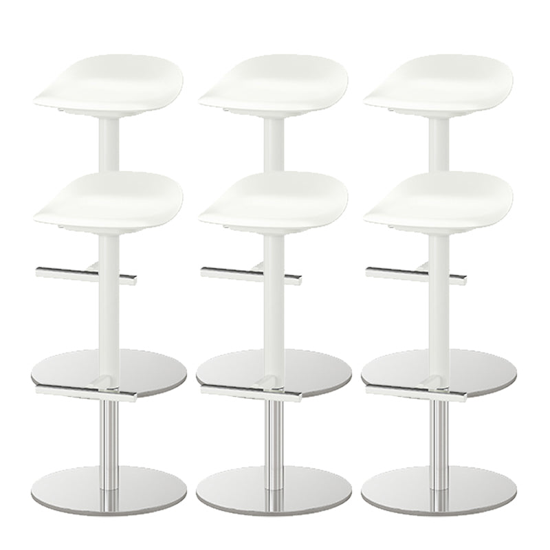 White Bar Stools Adjustable Height Swivel Dining Stools with Metal Base