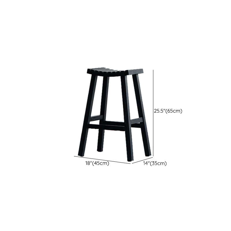 Black Armless Dining Stools Solid Wood Bar Stools with Footrest