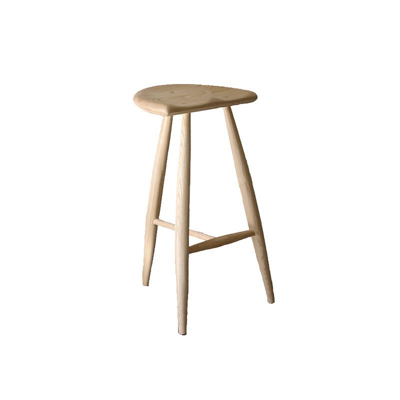 Solid Wood Dining Stools Contoured Seat Bar Stools with Footrest