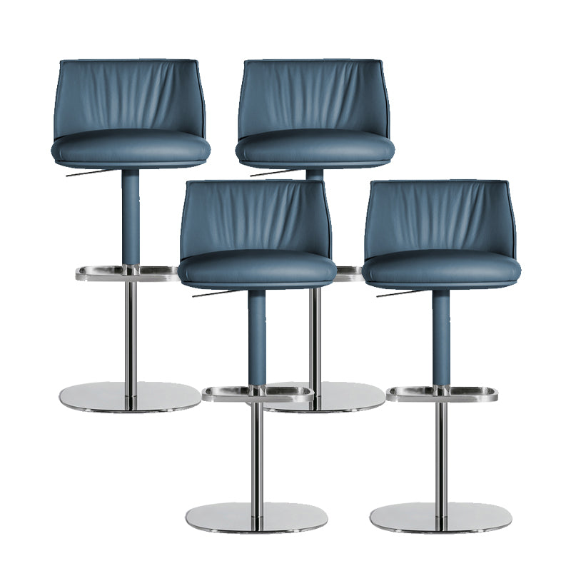 Faux Leather Bar Stools Adjustable Height Swivel Dining Stools with Footrest