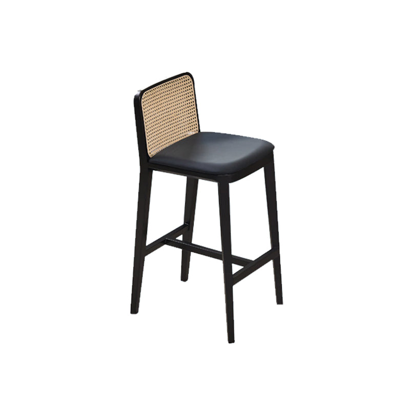 Solid Wood Dining Stools Faux Leather Bar Stools with Footrest