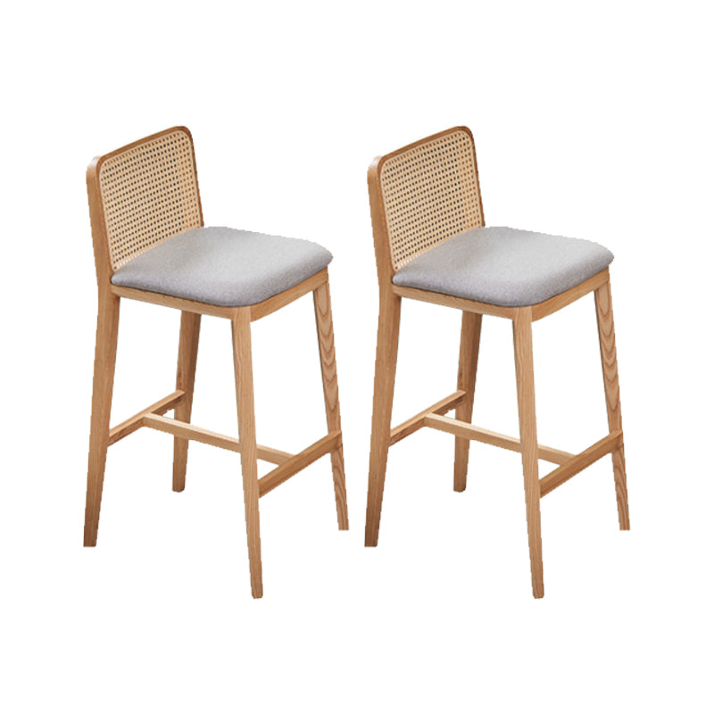 Solid Wood Dining Stools Faux Leather Bar Stools with Footrest