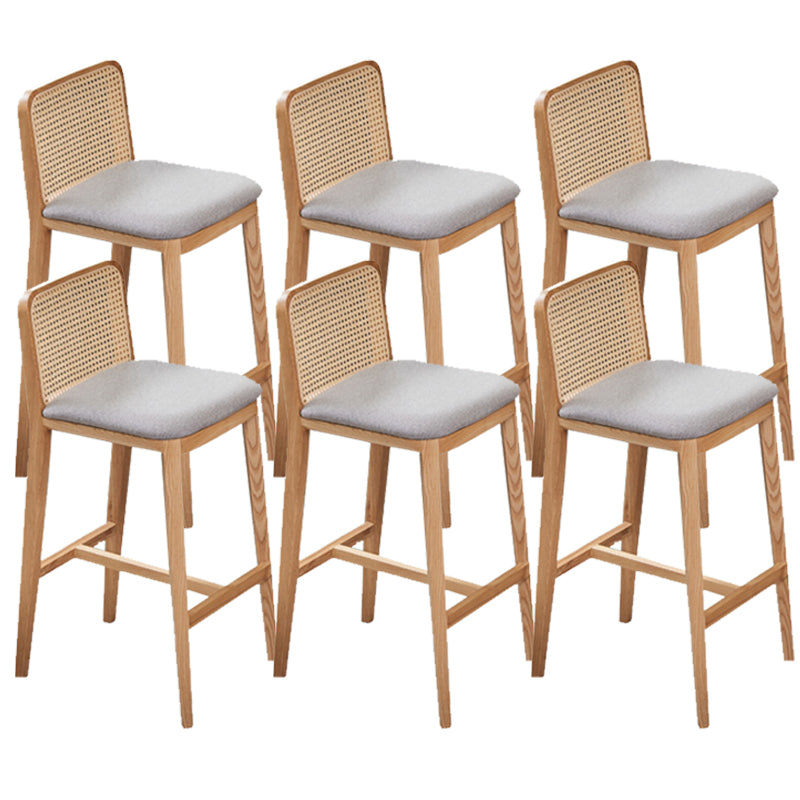 Solid Wood Dining Stools Faux Leather Bar Stools with Footrest