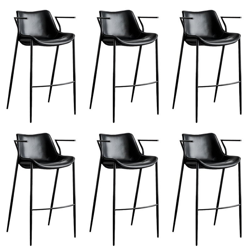 Armless Bar Stools Adjustable Height Dining Stools with Metal Base