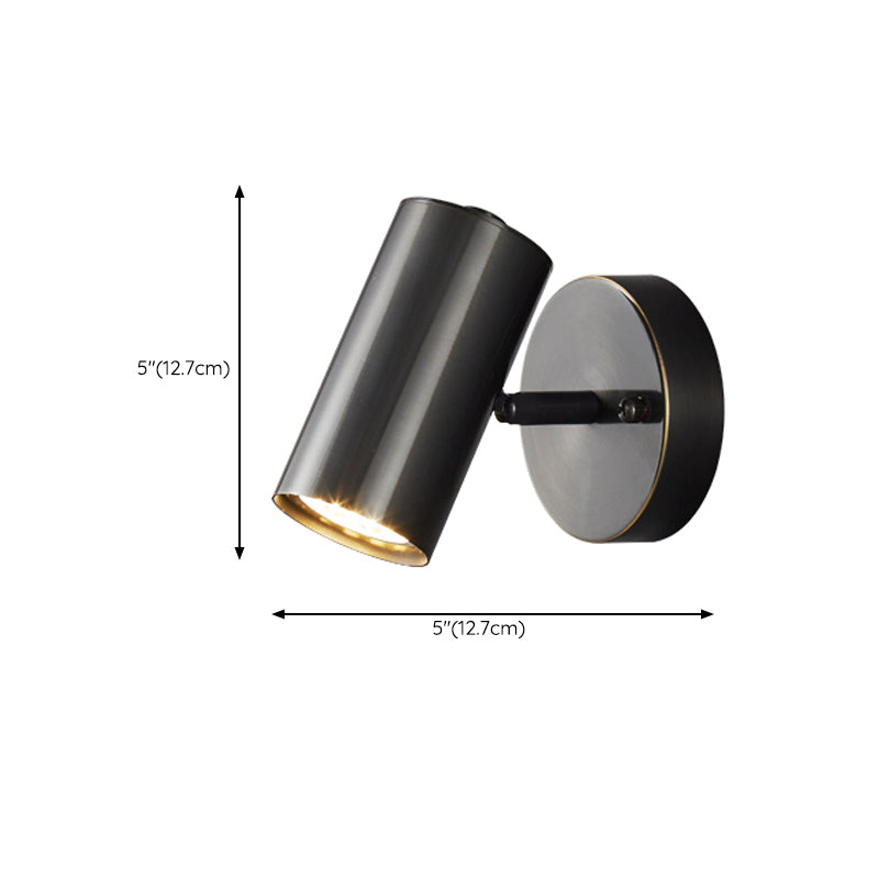 Metal Cylinder Shape Wall Lighting Modern Style 1 Light Wall Light Sconce in Black