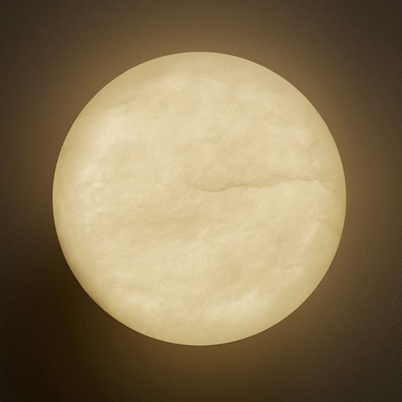 LED Wall Lamp Modern Round Wall Mount Lamp with Stone Shade for Bedroom