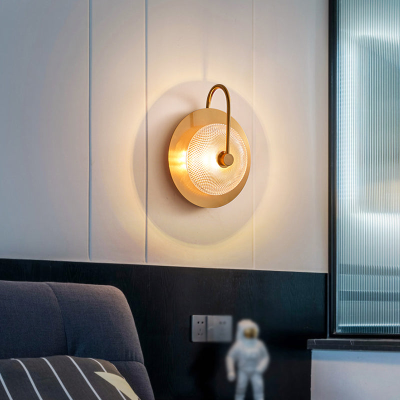 LED Post Modern Wall Sconce Iron & Glass 1 - Light Wall Mounted Fixture in Gold Finish