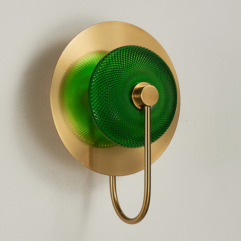 LED Post Modern Wall Sconce Iron & Glass 1 - Light Wall Mounted Fixture in Gold Finish