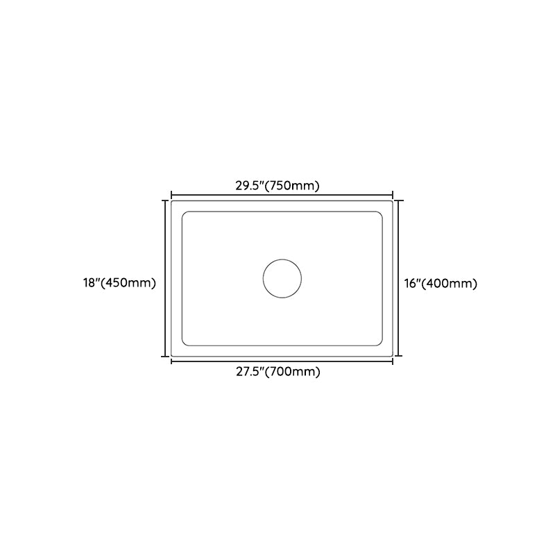 Quartz Kitchen Sink Contemporary Rectangular Shape Kitchen Sink with 1-Bowl