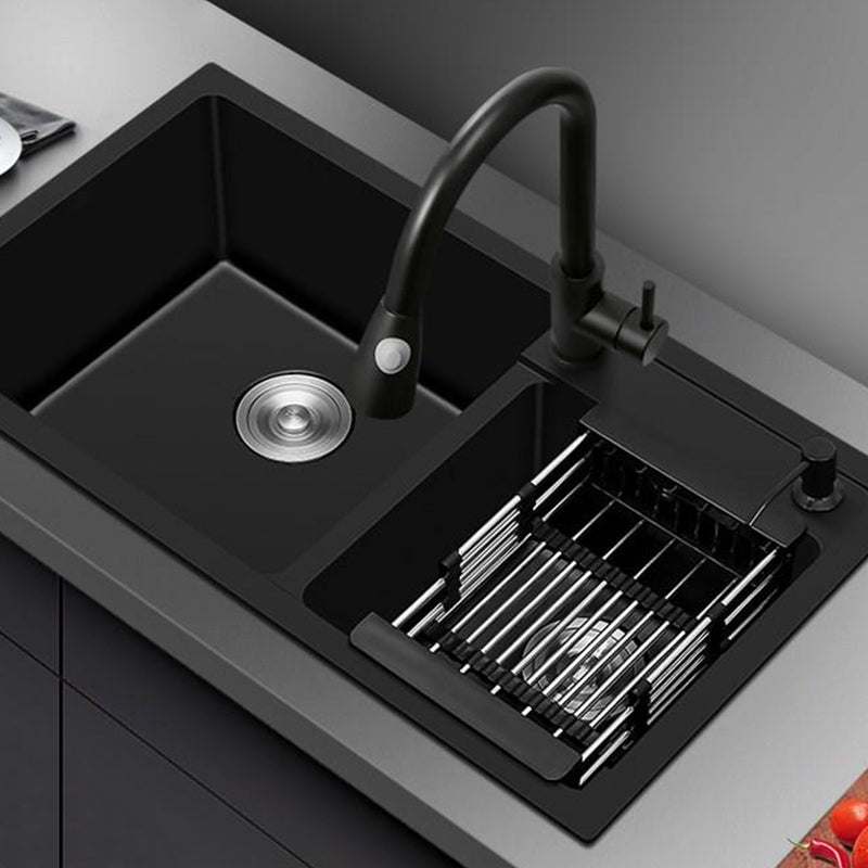 Modern Style Kitchen Sink Quartz Soundproof Kitchen Double Sink with Drain Assembly