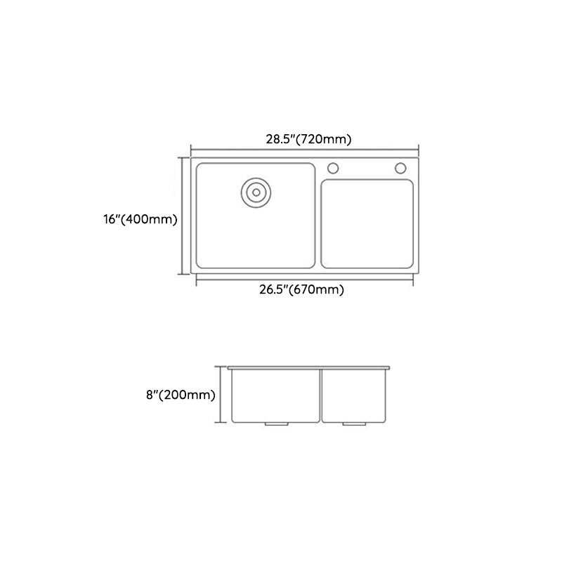 Modern Style Kitchen Sink Quartz Soundproof Kitchen Double Sink with Drain Assembly