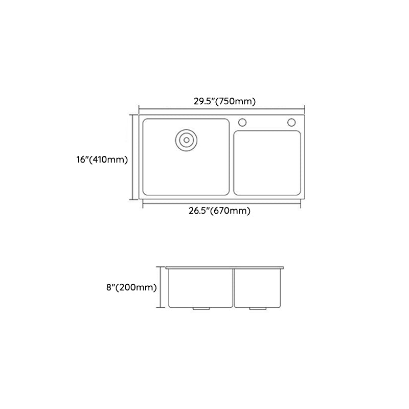 Modern Style Kitchen Sink Quartz Soundproof Kitchen Double Sink with Drain Assembly