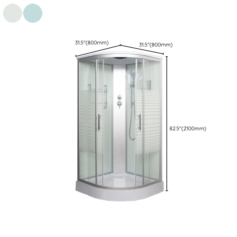 Round Shower Enclosure Double Sliding Door Shower Room with Shower Head