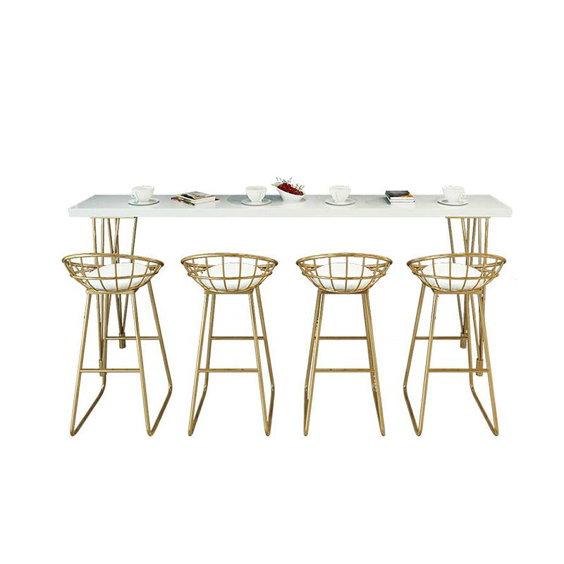 Glam Pine Wood Bar Table Rectangle Table Golden Legs for Milk Tea Shop