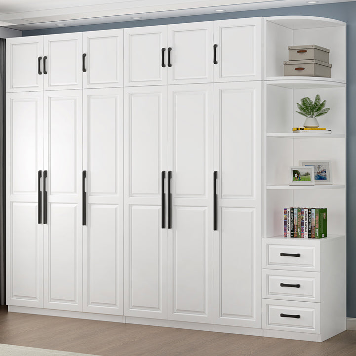 Freestanding Wood Frame Wardrobe Modern Hinged Soft Close Doors Wardrobe and Drawers