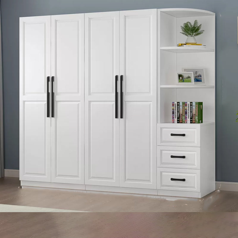 Freestanding Wood Frame Wardrobe Modern Hinged Soft Close Doors Wardrobe and Drawers