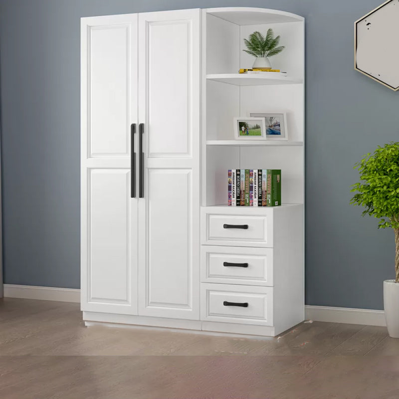 Freestanding Wood Frame Wardrobe Modern Hinged Soft Close Doors Wardrobe and Drawers