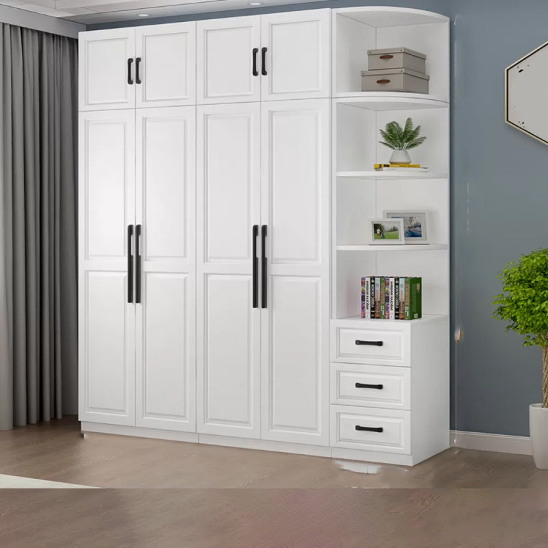 Freestanding Wood Frame Wardrobe Modern Hinged Soft Close Doors Wardrobe and Drawers