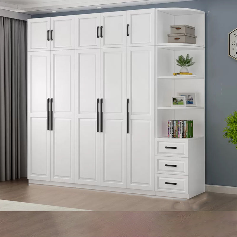 Freestanding Wood Frame Wardrobe Modern Hinged Soft Close Doors Wardrobe and Drawers