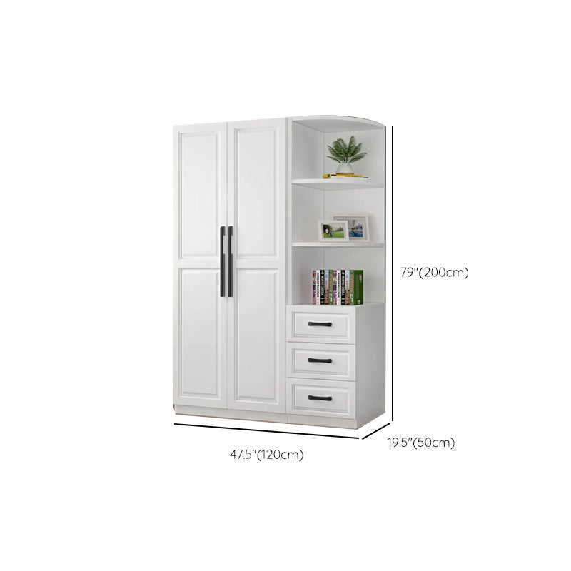Freestanding Wood Frame Wardrobe Modern Hinged Soft Close Doors Wardrobe and Drawers