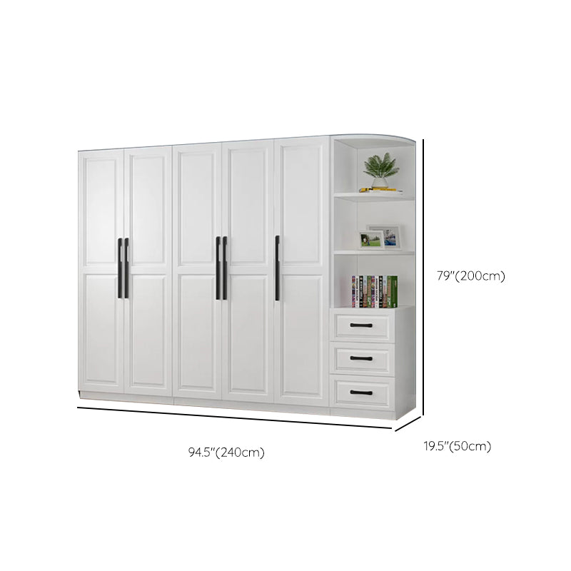 Freestanding Wood Frame Wardrobe Modern Hinged Soft Close Doors Wardrobe and Drawers
