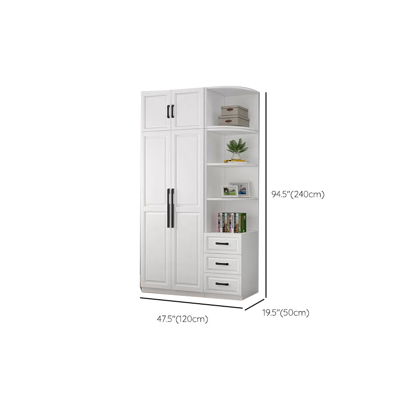 Freestanding Wood Frame Wardrobe Modern Hinged Soft Close Doors Wardrobe and Drawers
