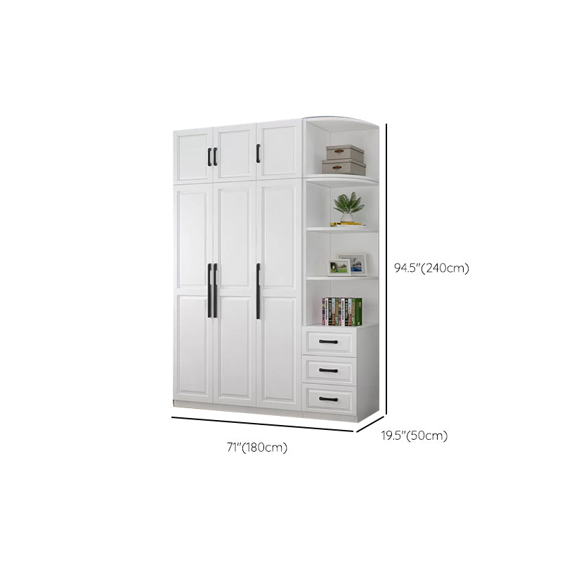 Freestanding Wood Frame Wardrobe Modern Hinged Soft Close Doors Wardrobe and Drawers