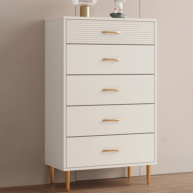 Contemporary Bar Pulls Accent Chest Straight Legs White Accent Chest with Drawer