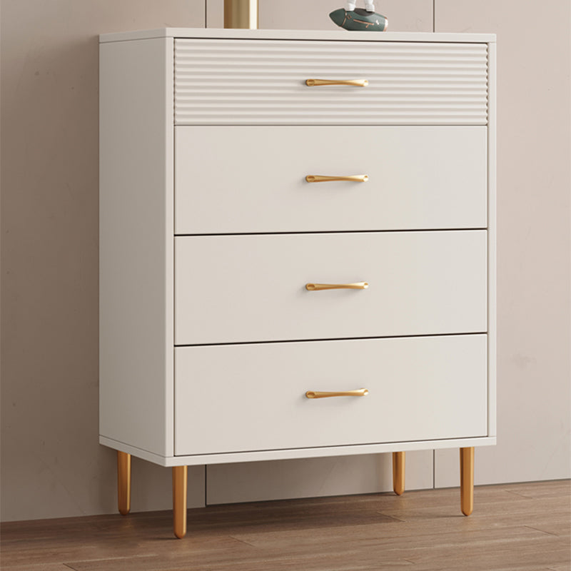 Contemporary Bar Pulls Accent Chest Straight Legs White Accent Chest with Drawer