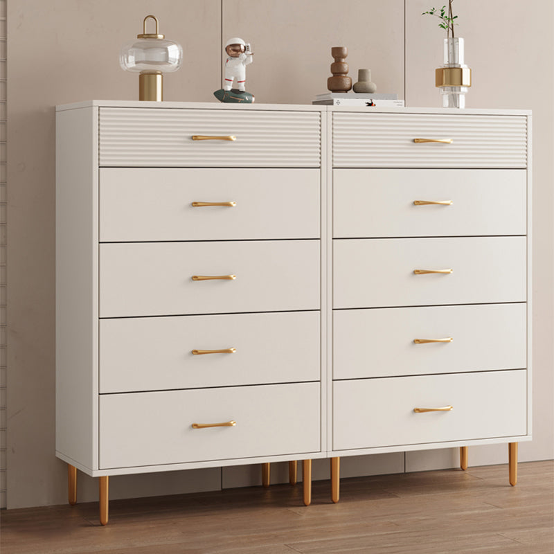 Contemporary Bar Pulls Accent Chest Straight Legs White Accent Chest with Drawer