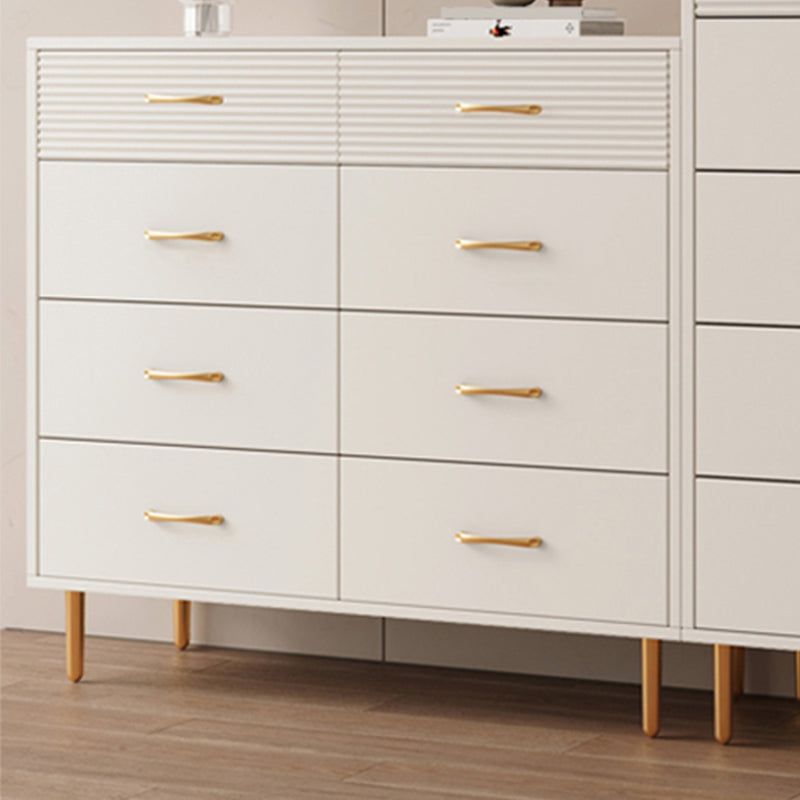 Contemporary Bar Pulls Accent Chest Straight Legs White Accent Chest with Drawer