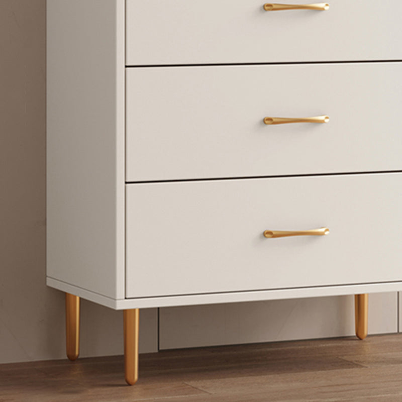 Contemporary Bar Pulls Accent Chest Straight Legs White Accent Chest with Drawer