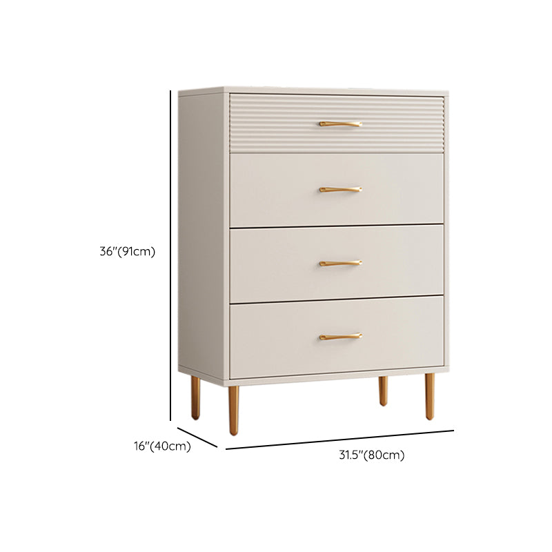 Contemporary Bar Pulls Accent Chest Straight Legs White Accent Chest with Drawer
