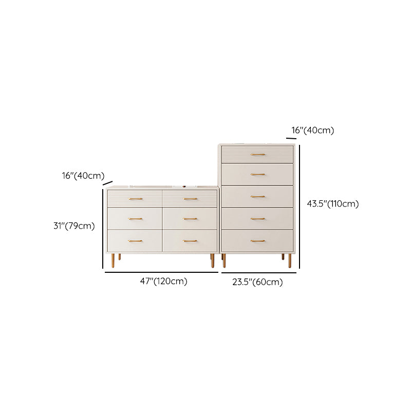 Contemporary Bar Pulls Accent Chest Straight Legs White Accent Chest with Drawer