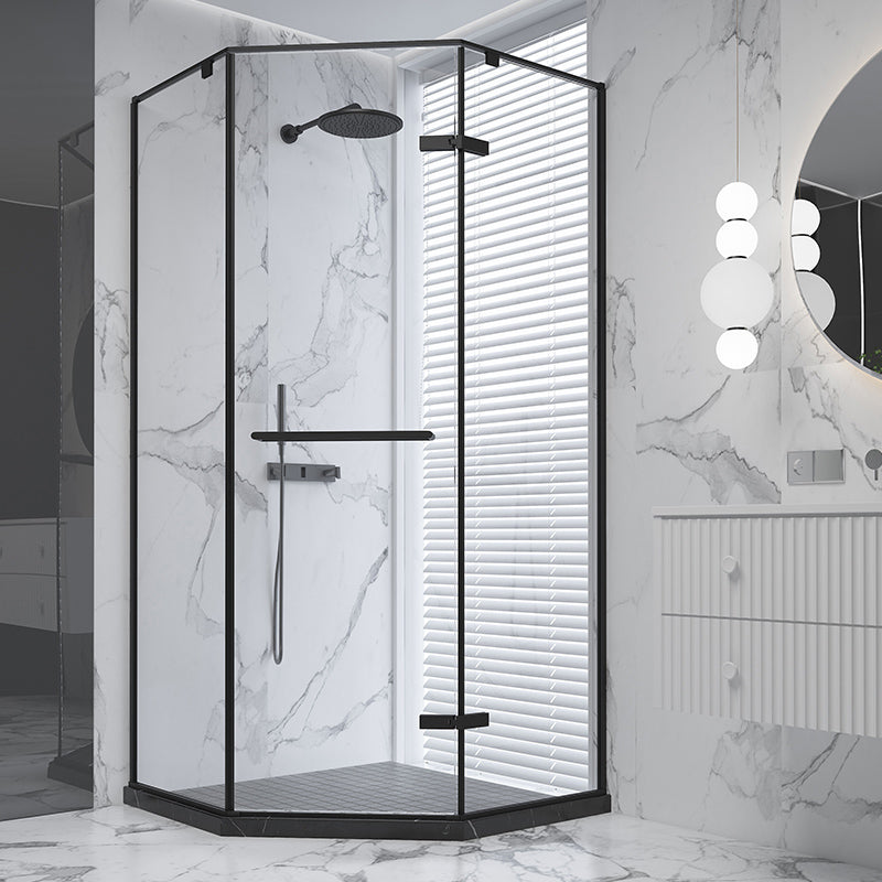 Black Neo-Angle Shower Enclosure Semi Frameless Door Hinged Shower Room