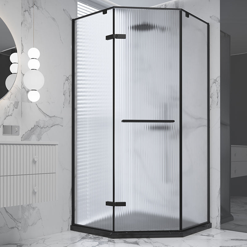 Black Neo-Angle Shower Enclosure Semi Frameless Door Hinged Shower Room
