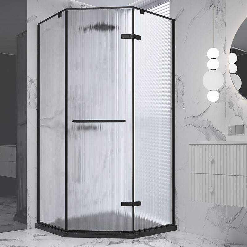 Black Neo-Angle Shower Enclosure Semi Frameless Door Hinged Shower Room