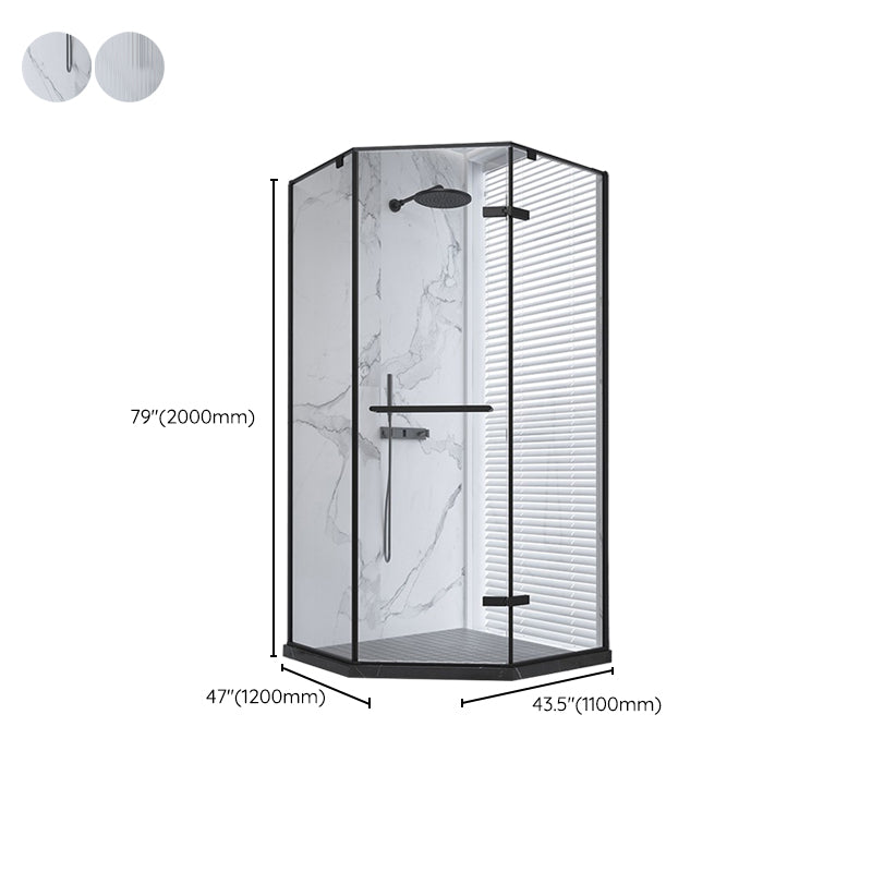 Black Neo-Angle Shower Enclosure Semi Frameless Door Hinged Shower Room
