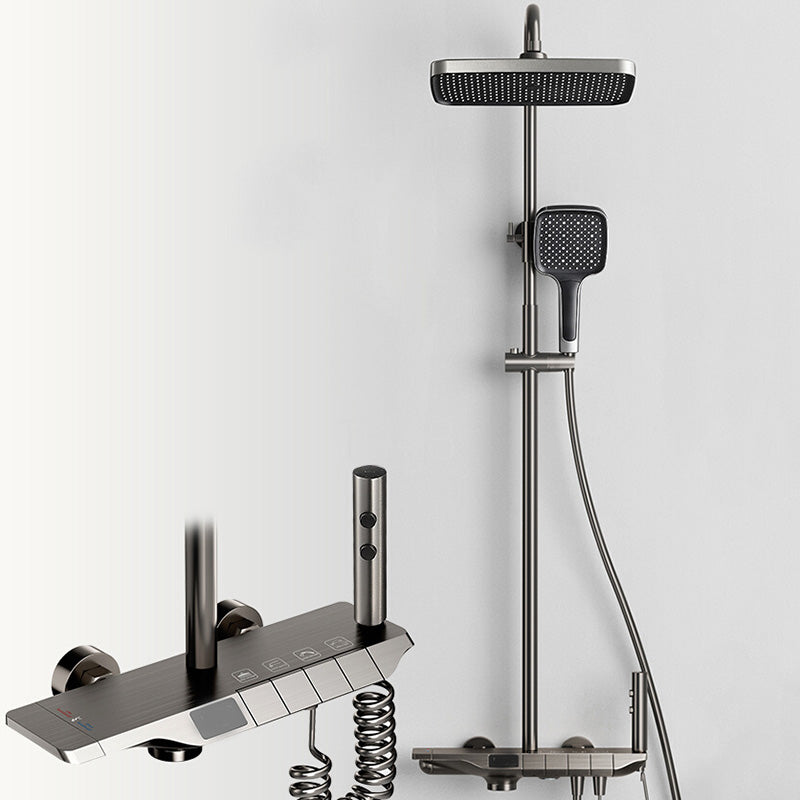 Modern Thermostatic Shower System Solid Color Slide Bar Included Shower Head Combo