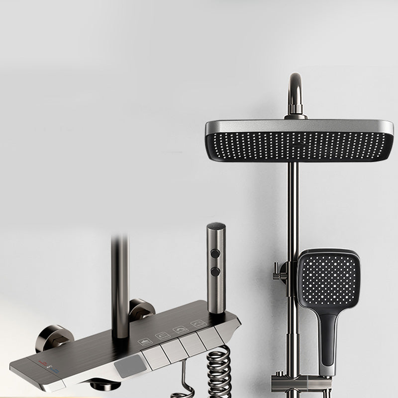 Modern Thermostatic Shower System Solid Color Slide Bar Included Shower Head Combo