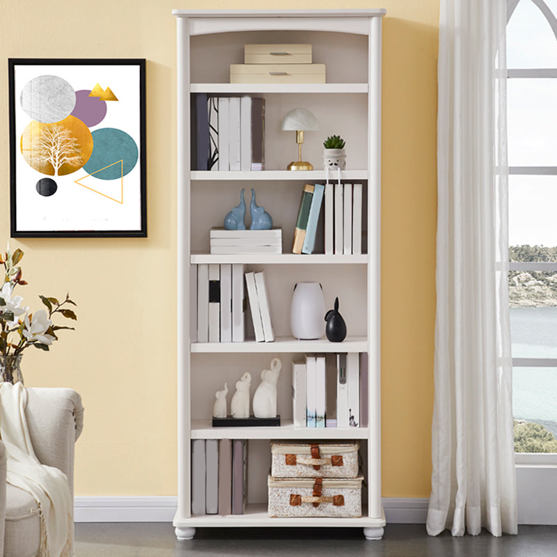 White Wooden Bookshelf Standard Shelves Included Closed Back Bookcase