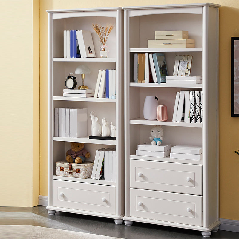 White Wooden Bookshelf Standard Shelves Included Closed Back Bookcase