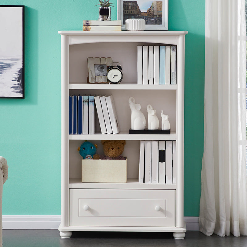 White Wooden Bookshelf Standard Shelves Included Closed Back Bookcase